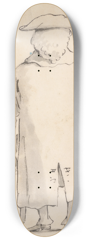 Giovanni Battista Tiepolo - Caricature of a Man Wearing a Wig and a Tricorne, Seen from Behind 8.25 inch art skate deck Giovanni Battista Tiepolo - Caricature of a Man Wearing a Wig and a Tricorne, Seen from Behind 8.25 inch art skate deck