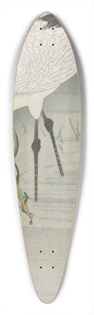 Ohara Koson - Fishing crane in shallow water 39.3 inch art pintail longboard deck