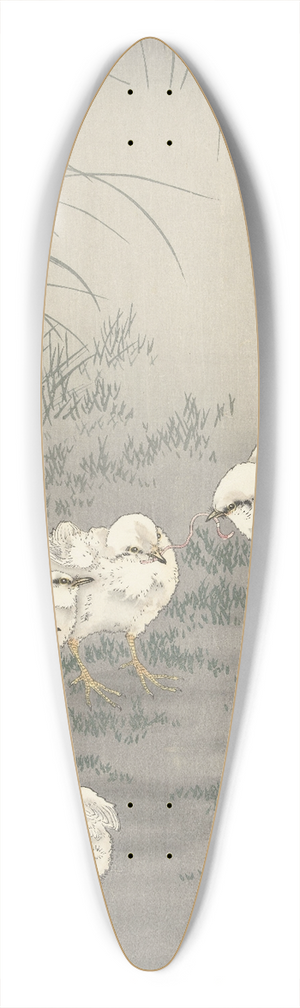 Ohara Koson - Five chicks 39.3 inch art pintail longboard deck