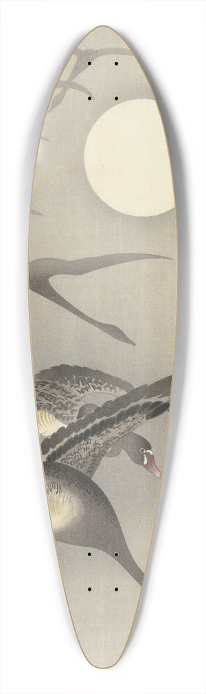 Ohara Koson - Geese at full moon 39.3 inch art pintail longboard deck