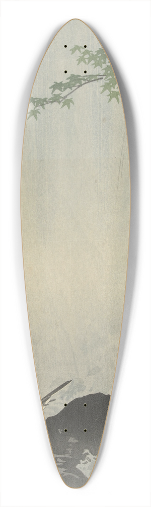 Ohara Koson - Japanese wagtail at waterfall 39.3 inch art pintail longboard deck
