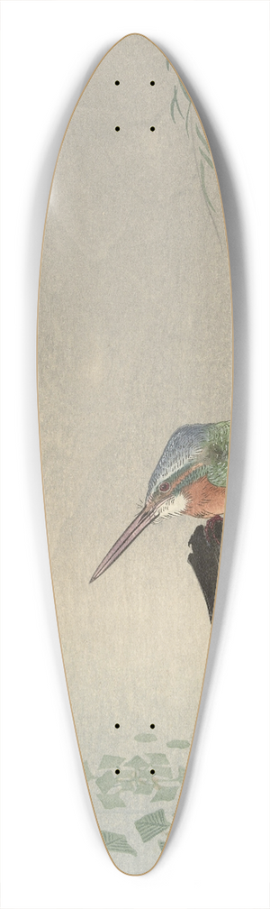 Ohara Koson - Kingfisher on tree stump 39.3 inch art pintail longboard deck