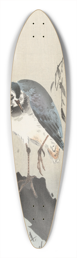 Ohara Koson - Lapwing on tree stump 39.3 inch art pintail longboard deck