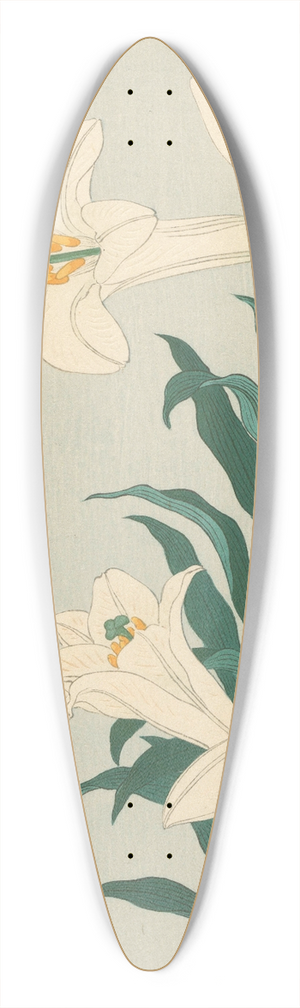 Ohara Koson - Lilies 39.3 inch art pintail longboard deck