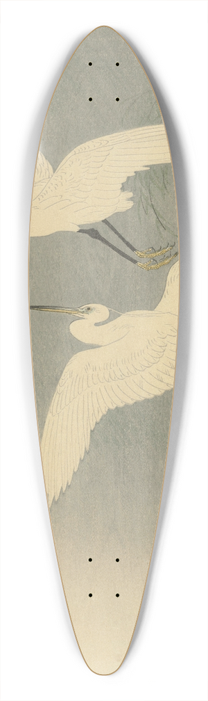 Ohara Koson - Little Egrets in flight 39.3 inch art pintail longboard deck
