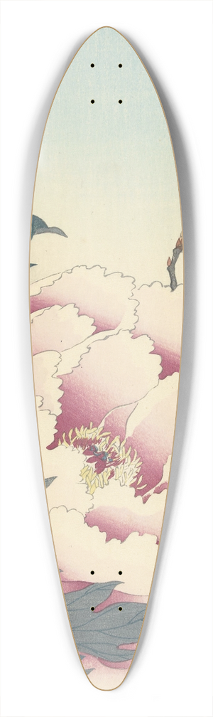 Ohara Koson - Peony with butterfly 39.3 inch art pintail longboard deck