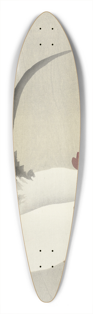 Ohara Koson - Rooster and hen 39.3 inch art pintail longboard deck