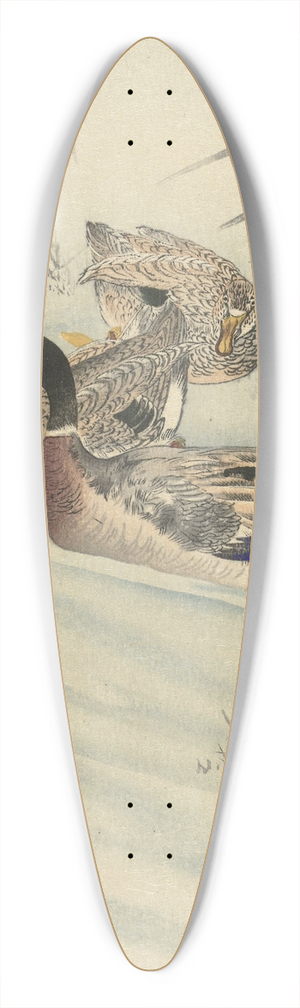 Ohara Koson - Three ducks in shallow water with reed 39.3 inch art pintail longboard deck