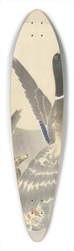 Ohara Koson - Two ducks at full moon 39.3 inch art pintail longboard deck