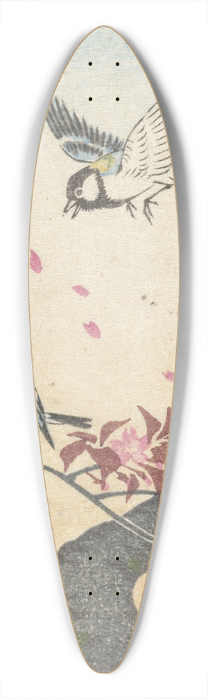 Ohara Koson - Two great tits at blossoming tree 39.3 inch art pintail longboard deck