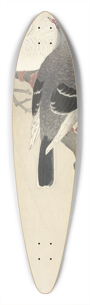 Ohara Koson - Two pigeons on a branch 39.3 inch art pintail longboard deck