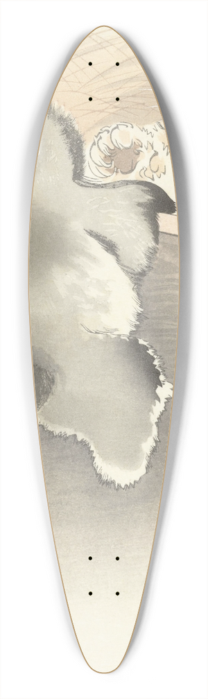 Ohara Koson - Two playing dogs 39.3 inch art pintail longboard deck