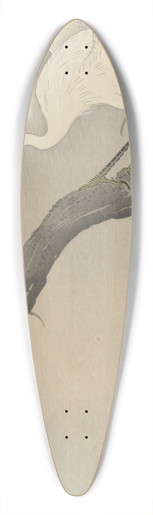Ohara Koson - White heron on tree branch 39.3 inch art pintail longboard deck