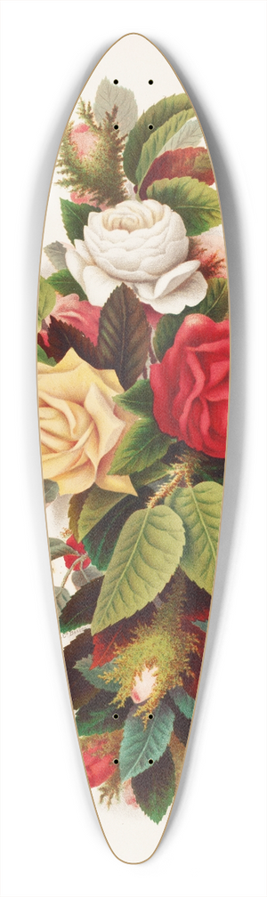 Olive E Whitney - Cross of Roses 39.3 inch art pintail longboard deck