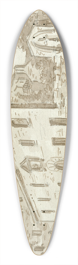 Otto Howen - Gezicht in de omgeving van Gerona 39.3 inch art pintail longboard deck