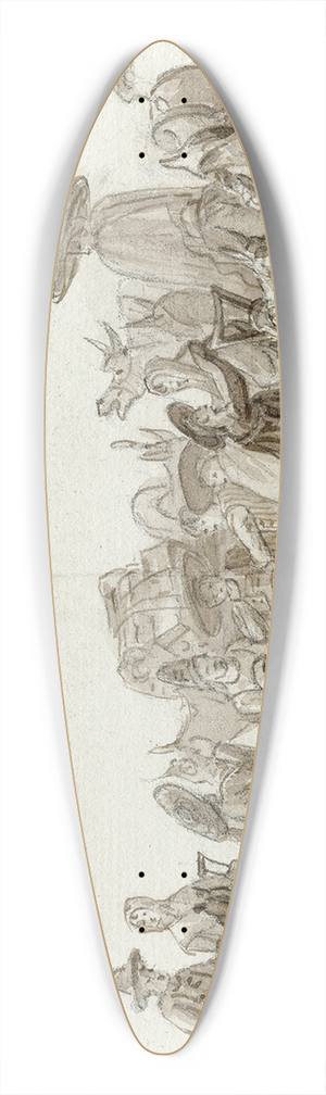 Otto Howen - Groep rustende reizigers 39.3 inch art pintail longboard deck
