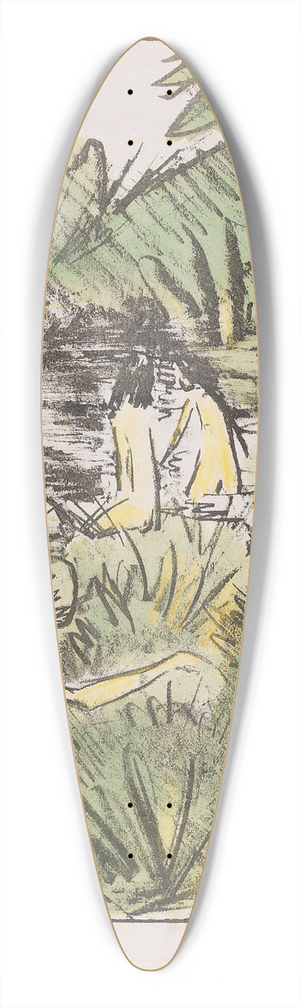 Otto Mueller - Waldsee mit drei badenden und einem sitzenden Mdchen 2 39.3 inch art pintail longboard deck