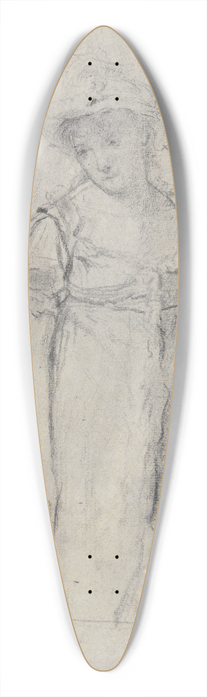 Otto Scholderer - Junge Dame mit Hut und Blumenkorb, an einem Tisch stehend 39.3 inch art pintail longboard deck