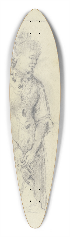 Otto Scholderer - Lady with fan 39.3 inch art pintail longboard deck
