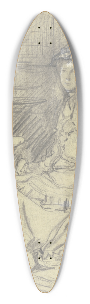 Otto Scholderer - Luise Scholderer im Reisekostm, an einem Tisch sitzend 39.3 inch art pintail longboard deck