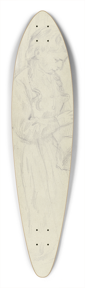 Otto Scholderer - Luise Scholderer stickend 39.3 inch art pintail longboard deck