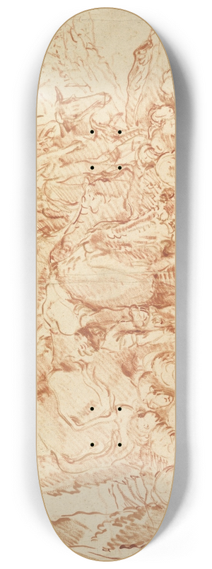 Giovanni Benedetto Castiglione - Pastoral Journey with Flocks and Herds at a Stream 8.25 inch art skate deck