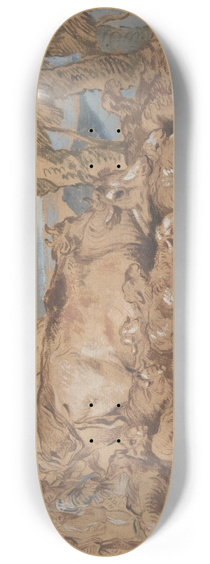 Giovanni Benedetto Castiglione - Pastoral Scene; Nomads with Sheep and Cattle 8.25 inch art skate deck