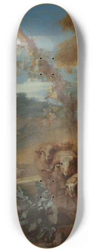 Giovanni Benedetto Castiglione - Roman Landscape with a Shepherd and Sheep 8.25 inch art skate deck