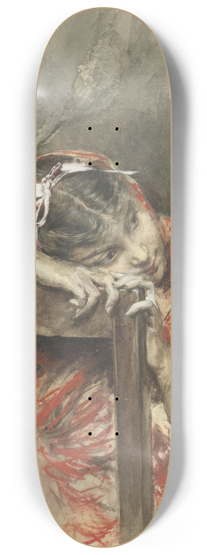 Giovanni Boldini - A Girl Wearing a Red Shawl 8.25 inch art skate deck