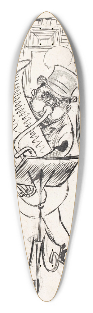 Patricq Kroon - Drie muzikanten 39.3 inch art pintail longboard deck