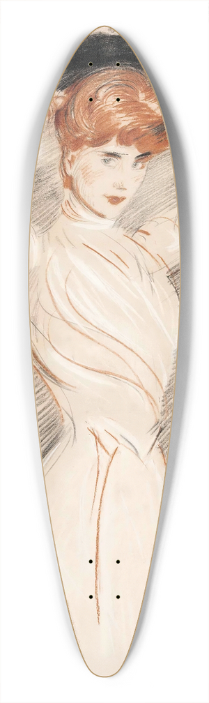 Paul Csar Helleu - An elegant lady wearing a hat 39.3 inch art pintail longboard deck