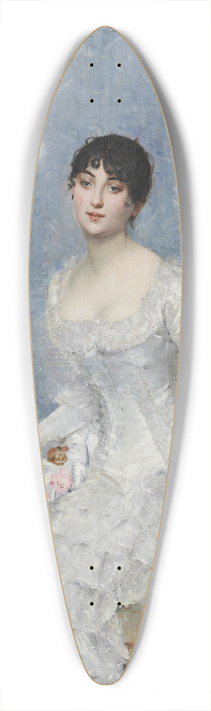 Paul Csar Helleu - Young Lady in White 39.3 inch art pintail longboard deck