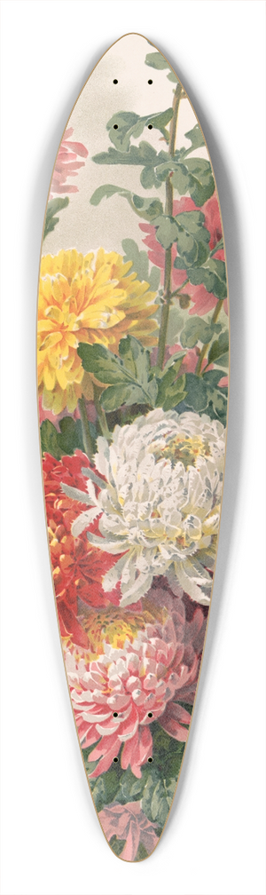 Paul de Longpre - Chrysanthemums 39.3 inch art pintail longboard deck
