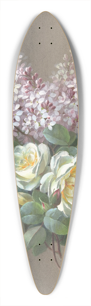 Paul de Longpre - Roses and Lilacs 39.3 inch art pintail longboard deck