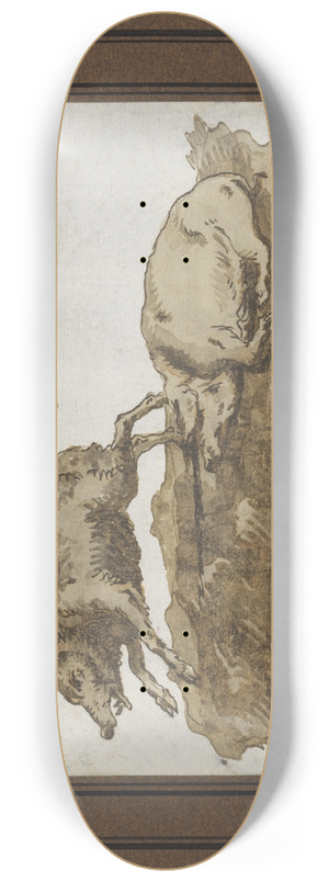 Giovanni Domenico Tiepolo - A Boar, Galloping to the Left, and a Sleeping Sow (on the Base) 8.25 inch art skate deck