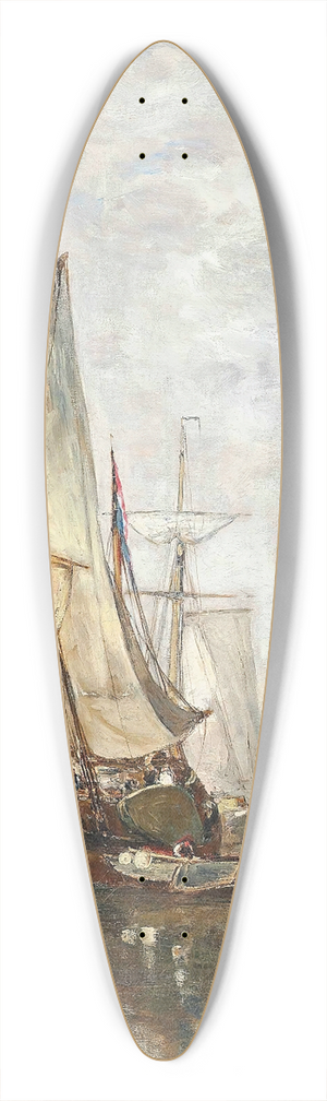 Paul Jean Clays - Barges Moored Before A Windmill 39.3 inch art pintail longboard deck