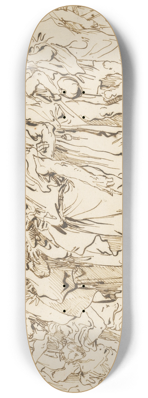 Giovanni Domenico Tiepolo - A Crowd of Ancient Warriors, Orientals, and Two Boys, Gathering for a Sacrifice 8.25 inch art skate deck