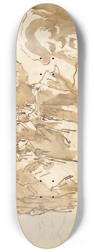 Giovanni Domenico Tiepolo - A Saint Preaching, and the Head of an Oriental 8.25 inch art skate deck