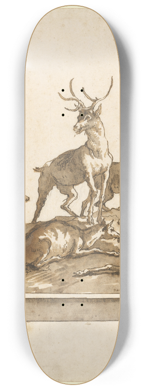 Giovanni Domenico Tiepolo - A Stag and Four Hinds on a Grassy Knoll (with Base) 8.25 inch art skate deck Giovanni Domenico Tiepolo - A Stag and Four Hinds on a Grassy Knoll (with Base) 8.25 inch art skate deck
