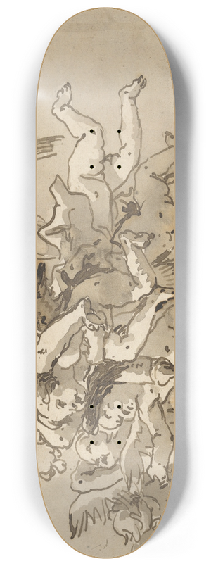 Giovanni Domenico Tiepolo - Cupid Blindfolded, Carried Through the Sky by Seven Winged Putti 8.25 inch art skate deck