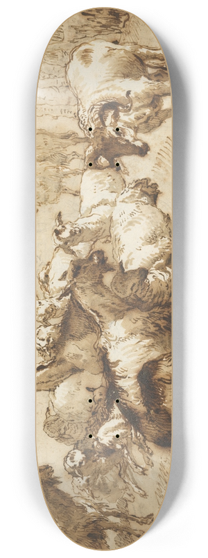 Giovanni Domenico Tiepolo - Goats and Sheep in a Landscape 8.25 inch art skate deck