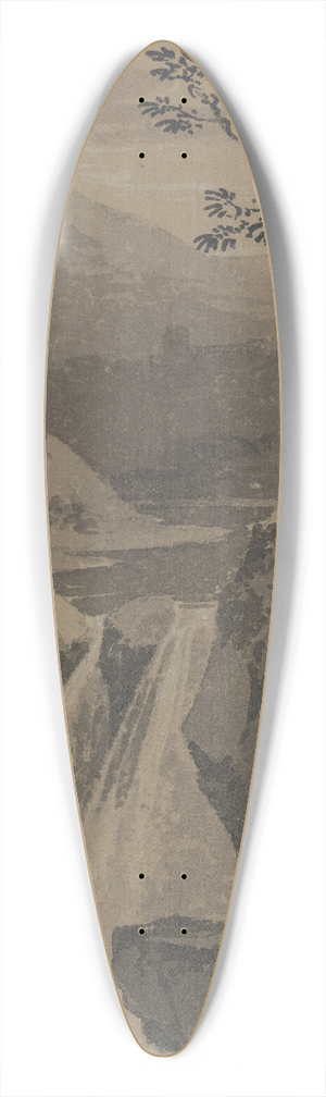 Paul Sandby Munn - Waterfall and Distant Mountains 39.3 inch art pintail longboard deck