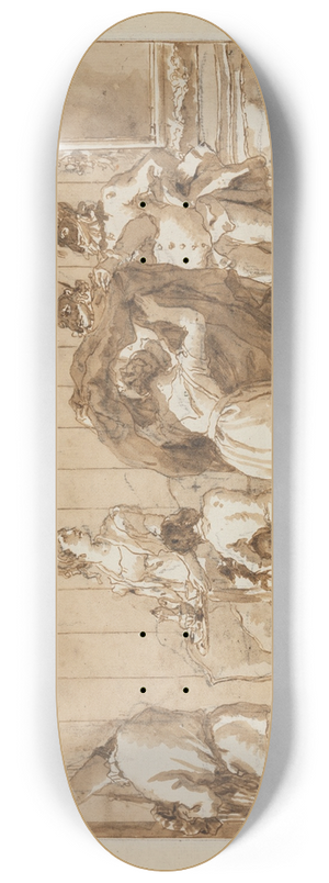 Giovanni Domenico Tiepolo - Punchinello as a Dressmaker 8.25 inch art skate deck