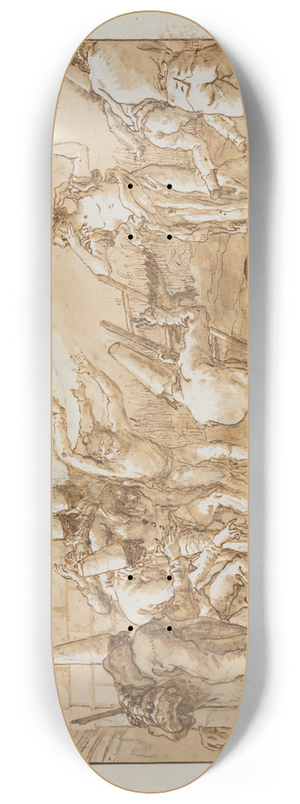 Giovanni Domenico Tiepolo - Punchinello Retrieving Dead Fowls from a Well 8.25 inch art skate deck