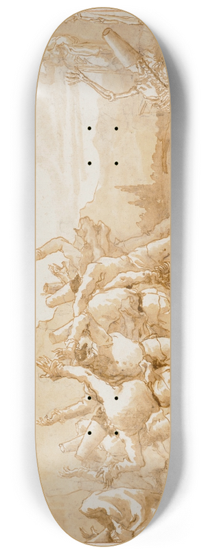 Giovanni Domenico Tiepolo - The apparition of the skeleton of Punchinello before his tomb 8.25 inch art skate deck Giovanni Domenico Tiepolo - The apparition of the skeleton of Punchinello before his tomb 8.25 inch art skate deck