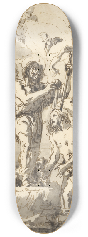 Giovanni Domenico Tiepolo - The Baptism of Christ (with Two Ducks in the Water at Lower Right) 8.25 inch art skate deck