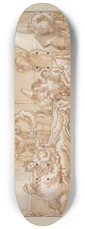 Giovanni Domenico Tiepolo - The Infant Punchinello in Bed with His Parents 8.25 inch art skate deck