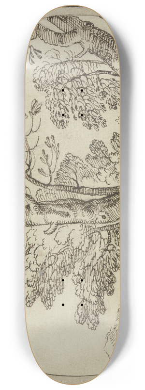 Giovanni Francesco Grimaldi - Baumpartie am Wasser, ein Mann nach links 8.25 inch art skate deck