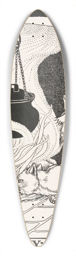 Percy J. Billinghurst - The Monkey and the Cat 39.3 inch art pintail longboard deck