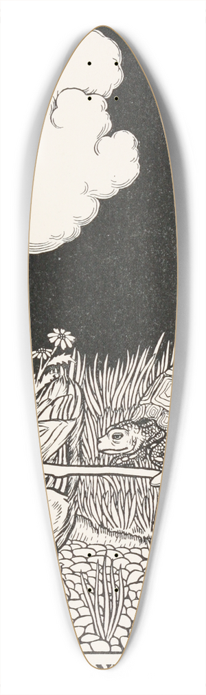 Percy J. Billinghurst - The Tortoise and the Two Ducks 39.3 inch art pintail longboard deck